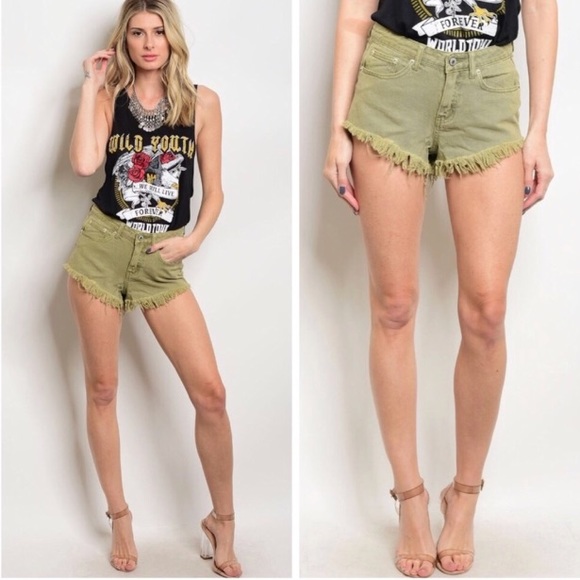 Mustard Seed Shorts Nwt Sage Green Cut Off Shorts Poshmark